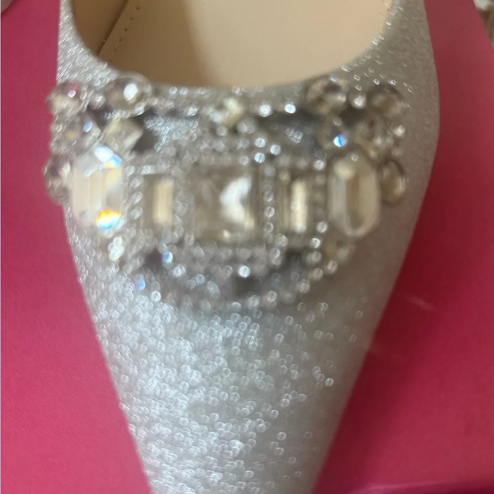 Nine West Sparkling Silver Heels with Rhinestones - Picture 5 of 10
